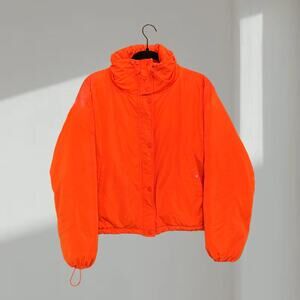 BDG Puffer Jacket – Bright Orange Cropped Winter Coat (S/P)